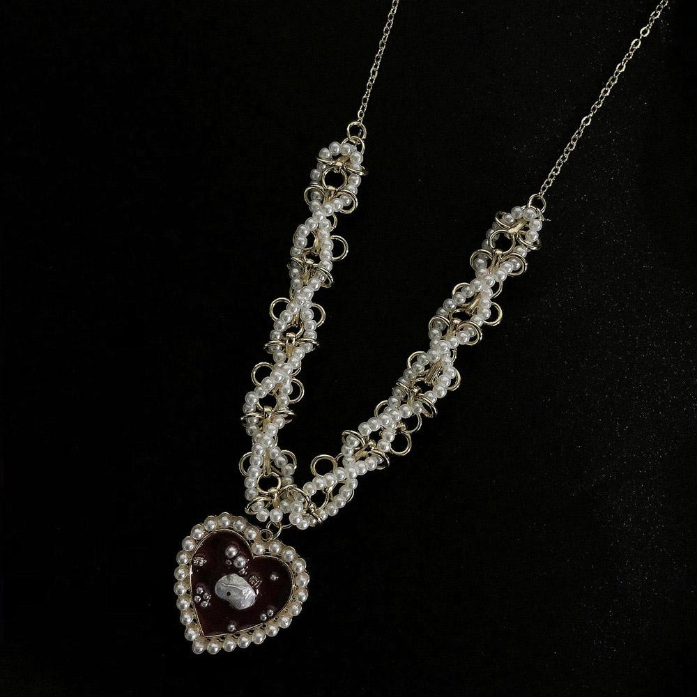 Agustina Mutiara Kalung Pesta Berlian Imitasi Rajut Menenun Choker