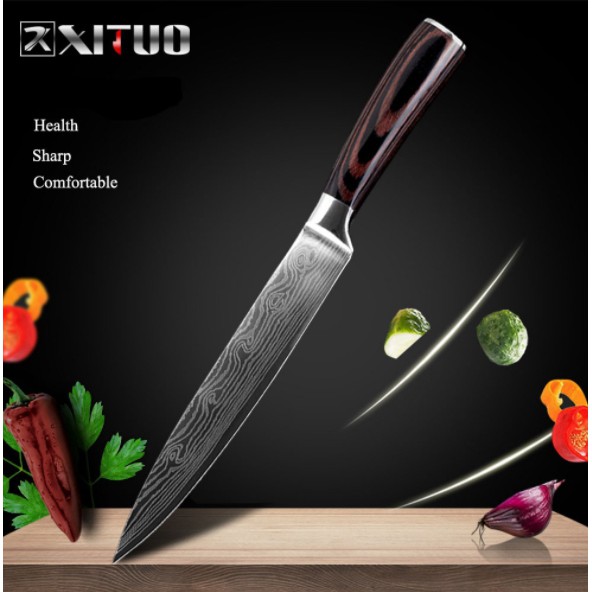 Pisau Dapur Damascus 5 Inch Slicing Knife Chef Damascus Pattern