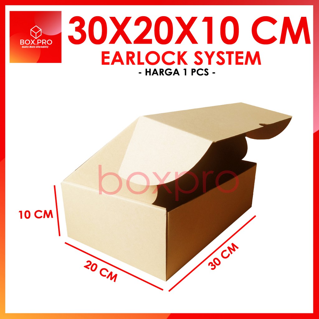 

Kardus Dus uk 30x20x10 cm (ECER) Die Cut Box Kotak Packing Sepatu Serbaguna Baju EARLOCK FULL