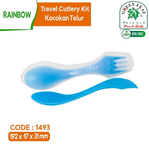 Green Leaf 1493 Sendok Garpu Set Travel Alat Makan Traveling Rainbow Cutlery Box Kotak Penyimpanan