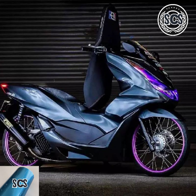 SKOTLET STIKER MOTOR LIGHT BLUE CANDY SKOTLET BIRU MUDA METALIK CANDY STIKER BIRU CANDY METALIK HARG