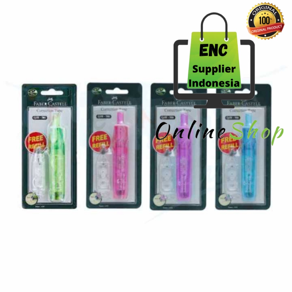 

fabercastell 1 set tip ex kertas qjr-506 faber castell qjr 506 correction tape qjr506 1 alat 1 refill per pak - enc.sup