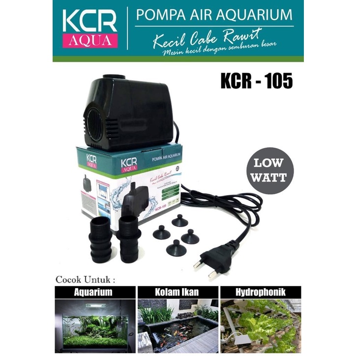 KCR AQUA 105 Mesin Pompa Air celup Aquarium Aquascape Kolam ikan Hidroponik