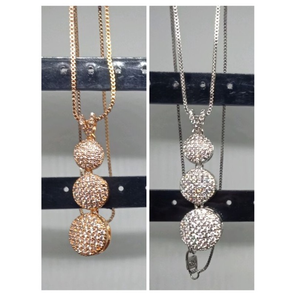 RC56. Kalung xuping wanita lapis emas dgn mata zircon ukuran 45 cm itali