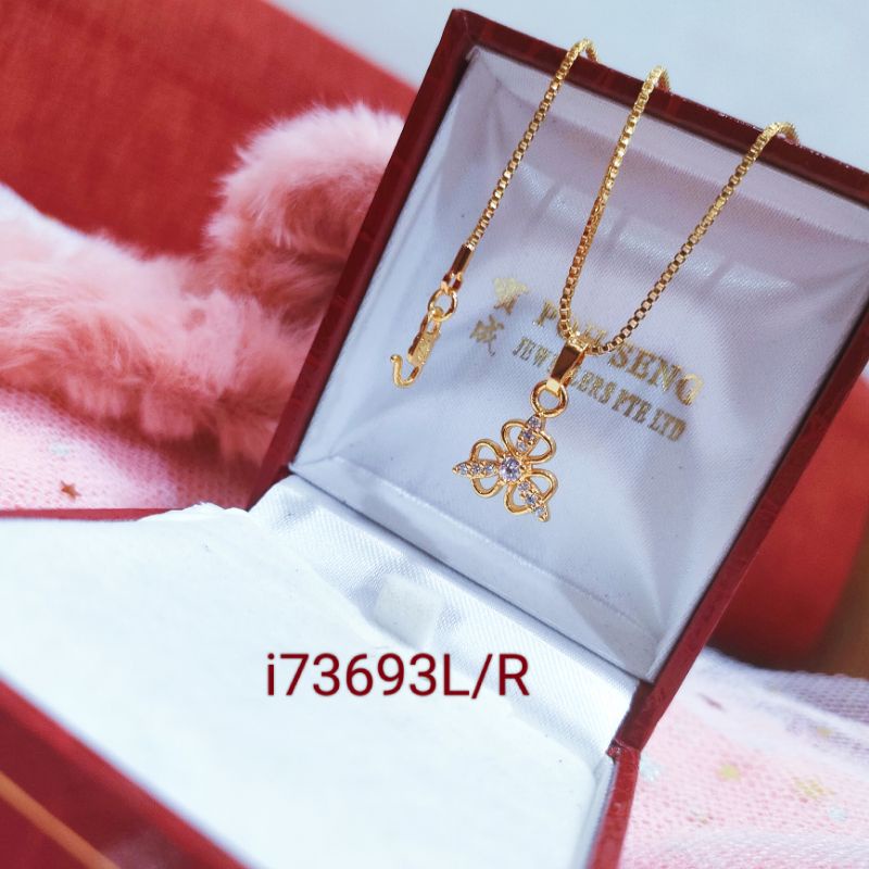 Kalung Set Wanita Titanium Anti Karat Lapis Emas693L/R