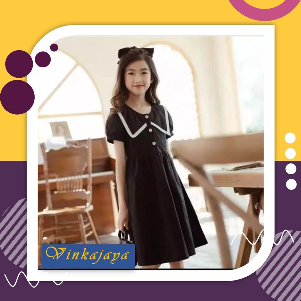 Baju Anak Perempuan Cewek Usia Umur 7 8 9 10 Tahun Thn Gaun Dress Pesta Pakaian Lengan Pendek Cleocr