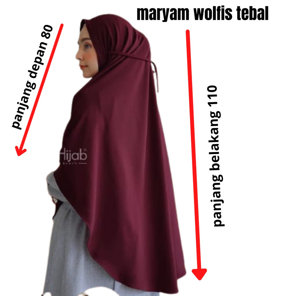 BERGO JUMBO Maryam WOLFIS TEBAL / Jilbab bergo instan jumbo non pet / JILBAB INSTAN TALI NON PET