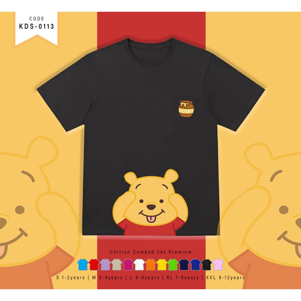 T-SHIRT KIDS / KAOS ANAK-ANAK BERGAMBAR POOH / CUSTOM TEE / MURAH