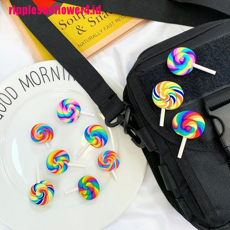 Bros Pin Handmade DIY Desain Lollipop Pelangi Warna-Warni