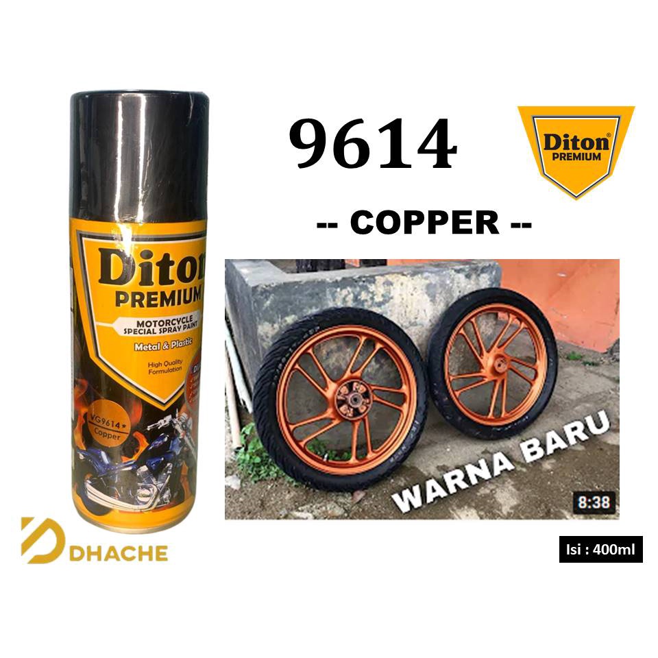 Cat Pilox Diton Premium Copper 9614 400ml Warna Tembaga Pilox Velg