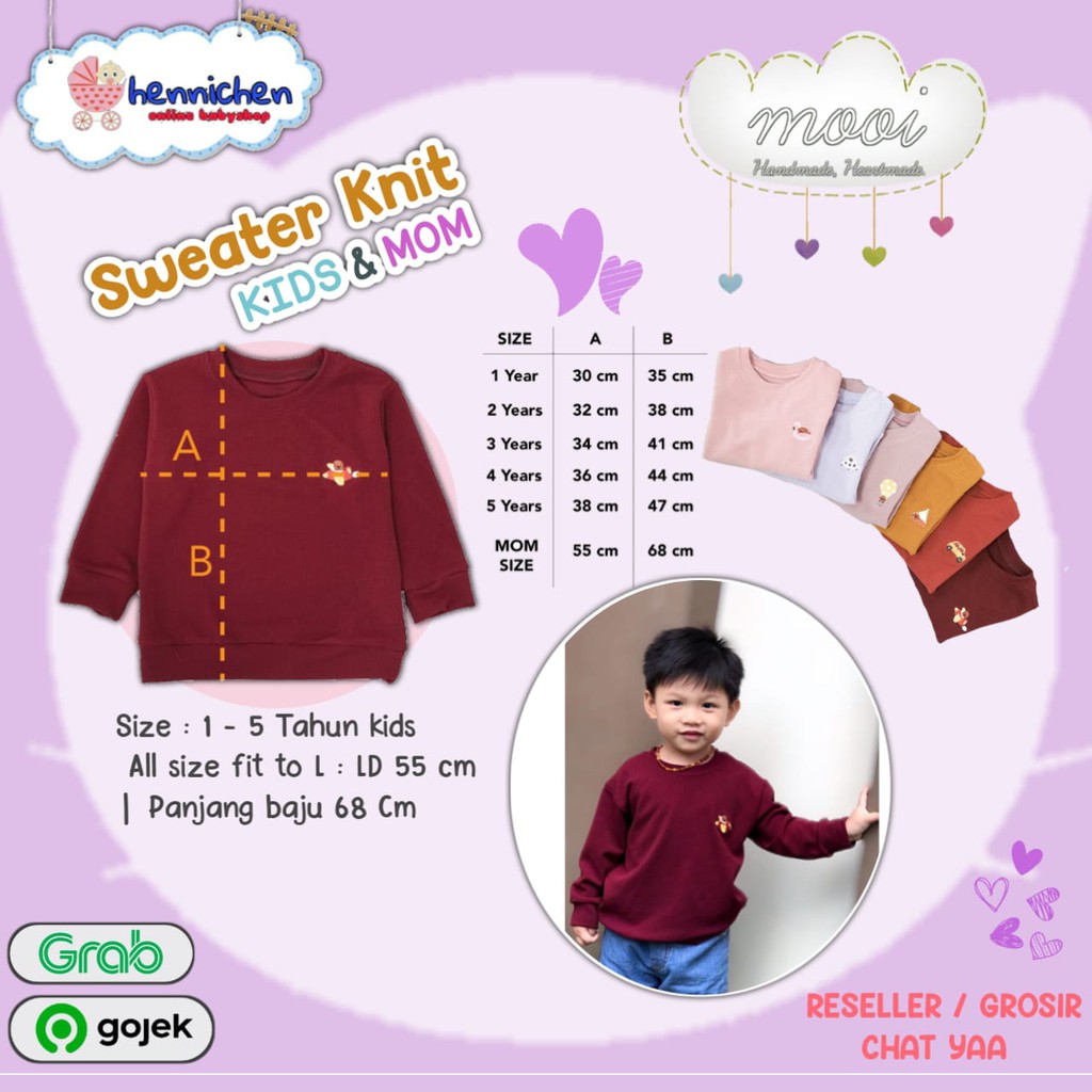 PROMO 7.7 PROMO BAJU LEBARAN MURAH CUCI GUDANG Mooi x Kellysco Sweater Anak dan mama  Knit KIDS and MOM