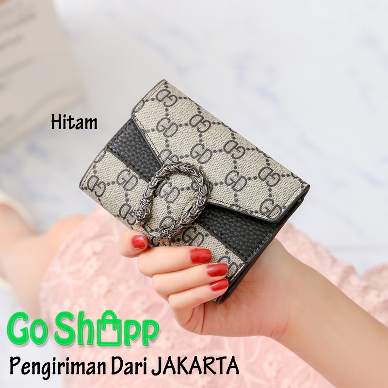 Dompet Wanita Import Premium - Dompet Lipat Wanita Fashion - Dompet Motif GD Kancing Ular [PD09]