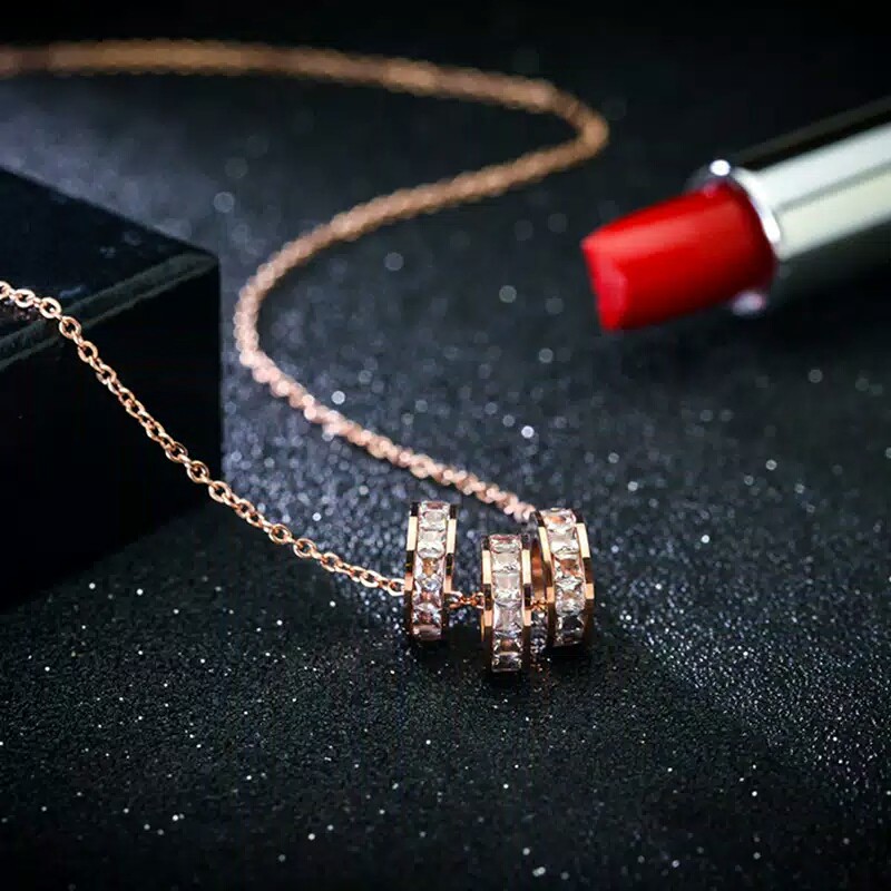 GG Kalung Triple Ring Berlian Rantai Classic#KL-142RC