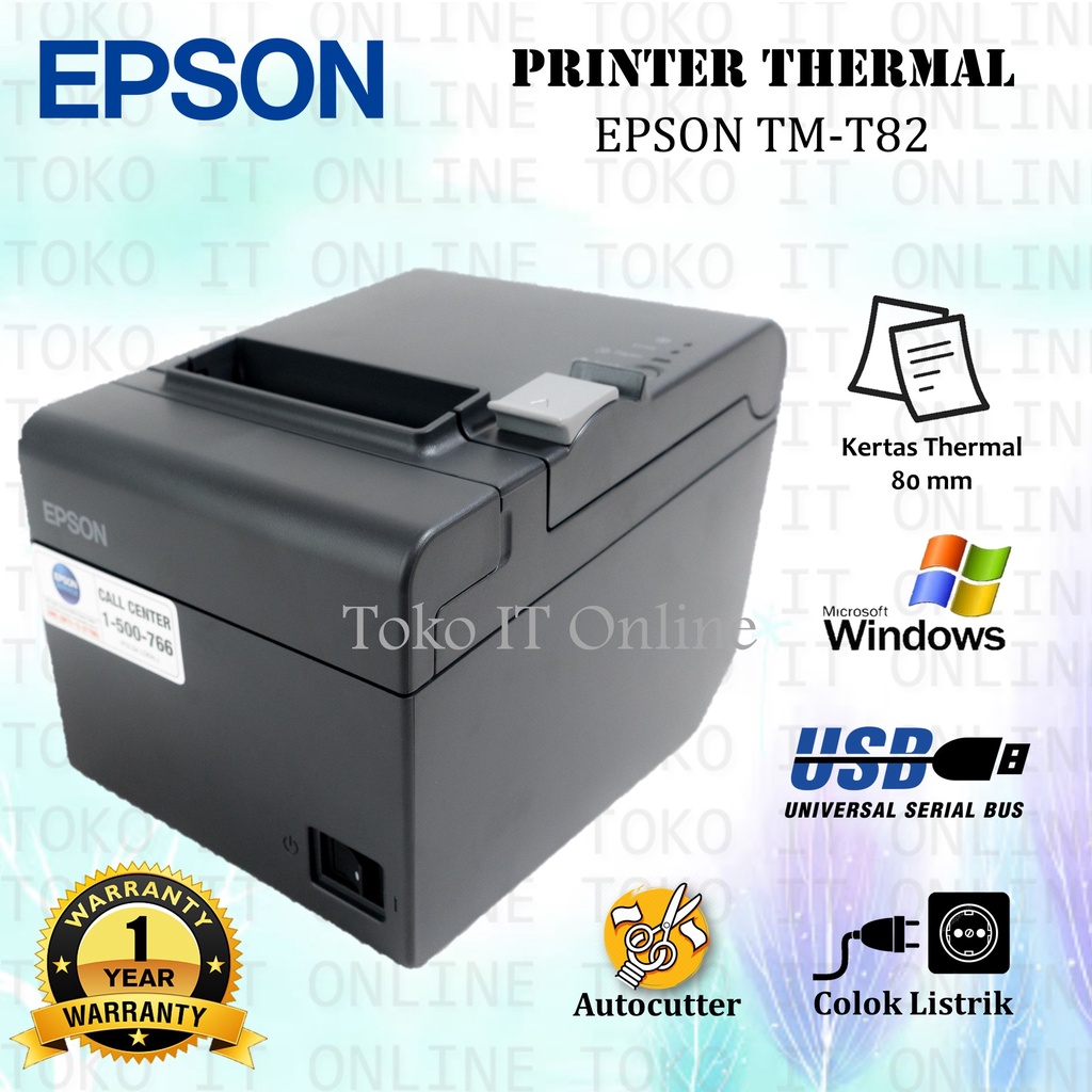 PRINTER KASIR THERMAL EPSON TM-T82 USB SUPPORT MOKA SETARA T-82X