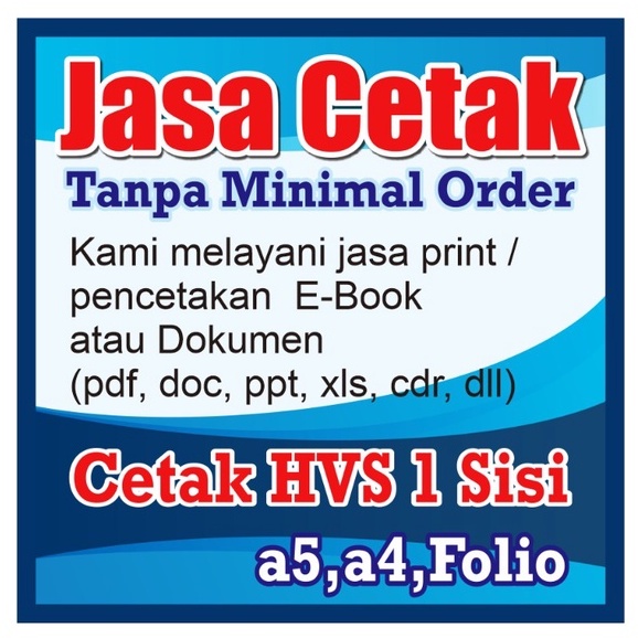 Jual Cetak Buku, Kitab (Khusus 1 sisi) Hitam Putih / Warna / Jasa print