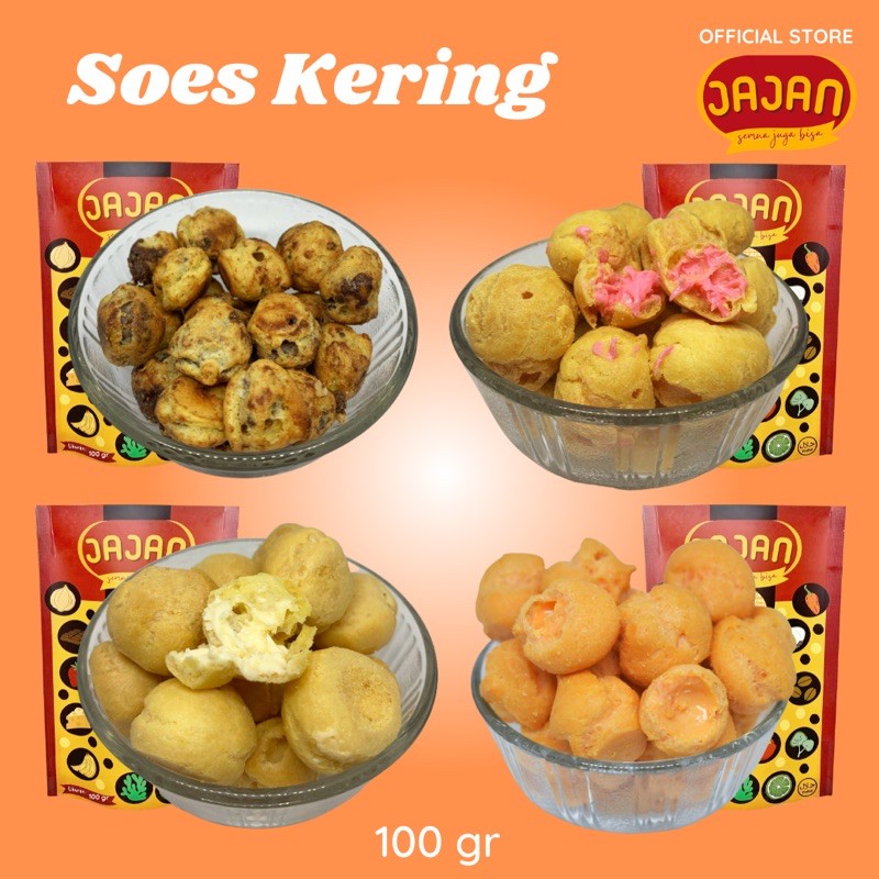 

Soes Kering Cokelat / Stroberi / Vanilla / Keju 100 gram