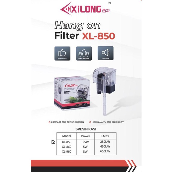 FILTER GANTUNG AQUARIUM 3.5 W HANGING FILTER XILONG XL 850 XL - 850