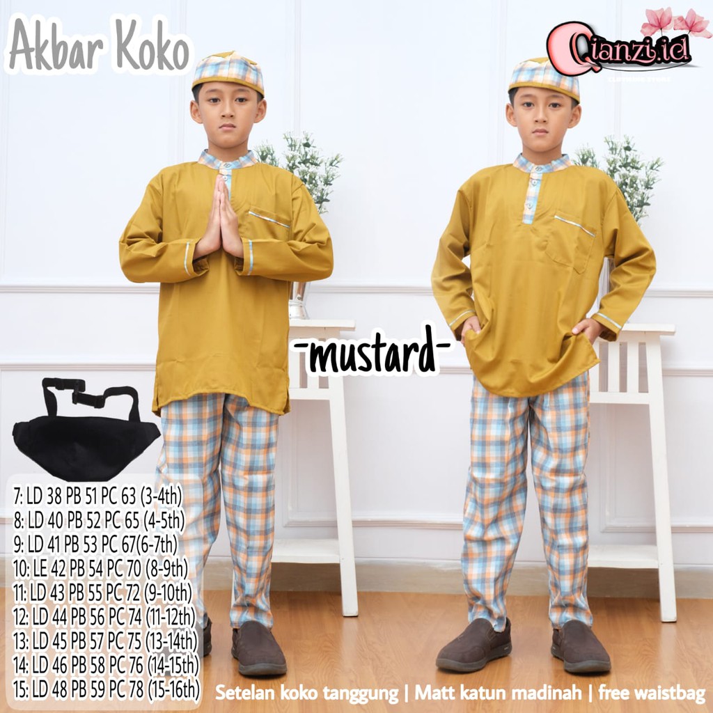 baju koko anak 3 tahun / baju koko anak 10 tahun / baju koko anak 12 tahun/FASHION MUSLIM AKBAR KOKO