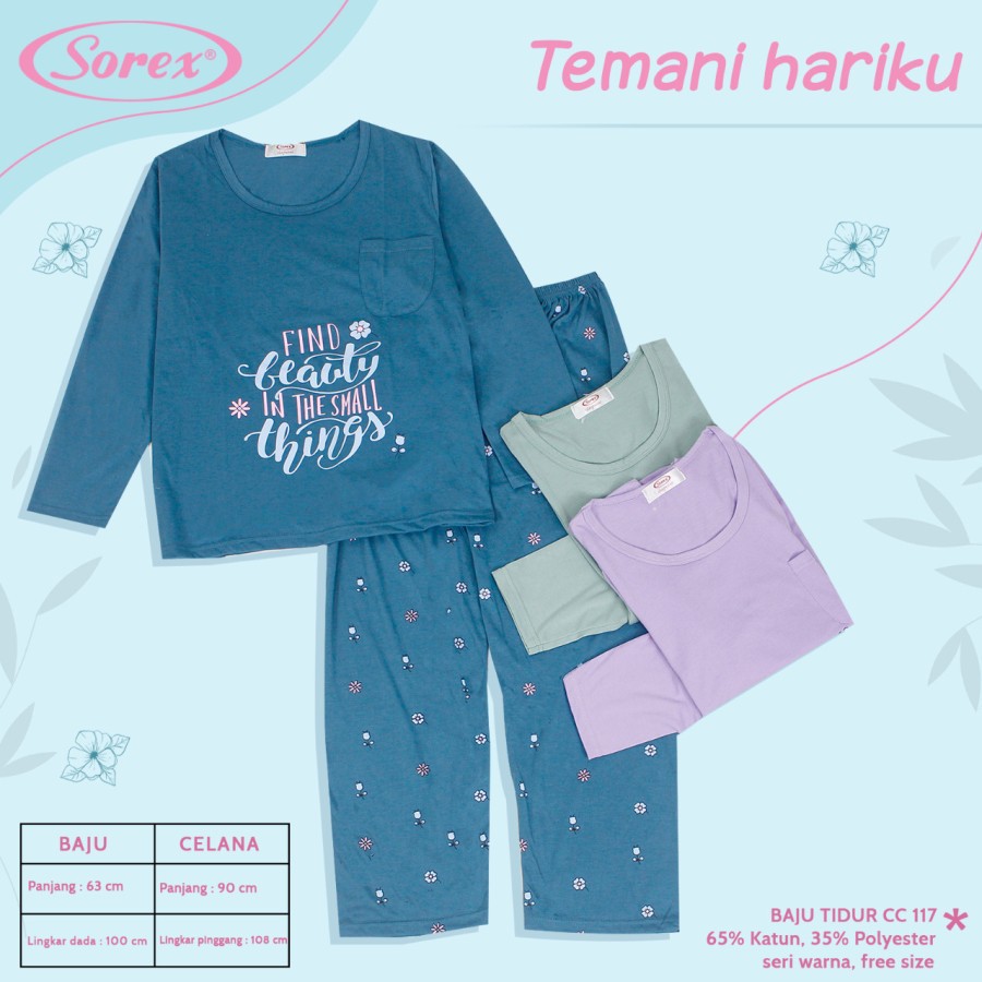 stelan set baju tidur sorex bb116 116 115 113 piyama katun