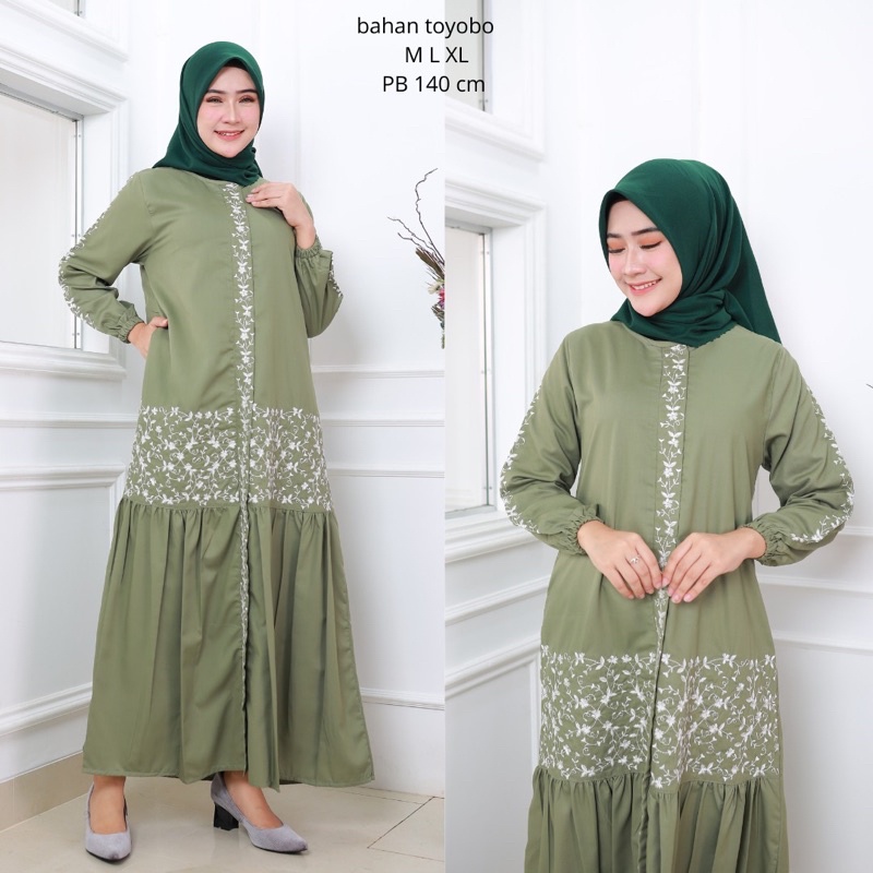 Radhea Dress - Gamis Toyobo - Gamis Bordir - Gamis Seragam - Gamis Tanahabang - Gamis Simple - Gamis