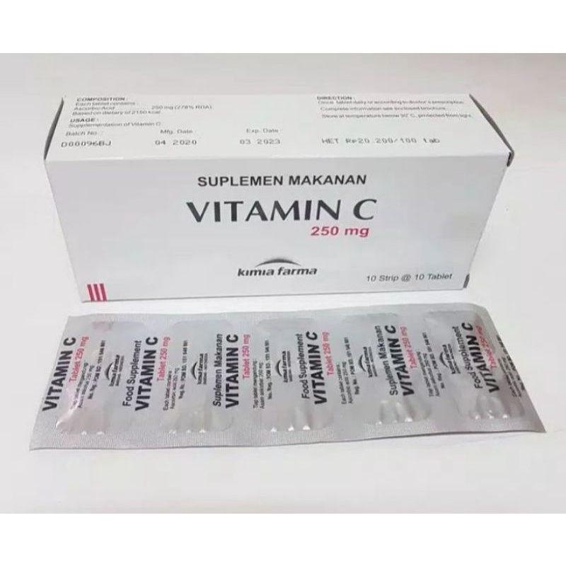 Vitamin C 250mg kf harga / strip isi 10 tablet  vitamin kimia farma/multivitamin/vitamin
