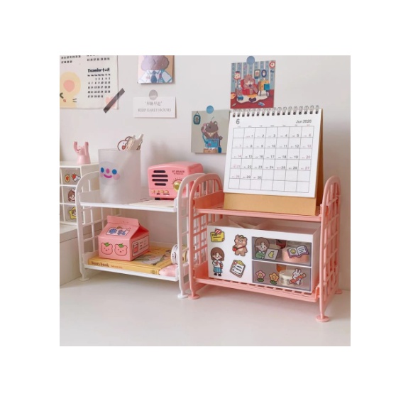 Rak plastik mini 2 susun rak obat dapur kosmetik serbaguna