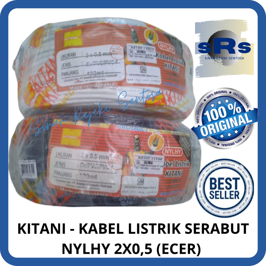 KITANI - KABEL LISTRIK SERABUT NYLHY 2X0,5 ECER PER METER