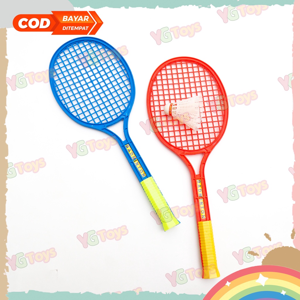 YGtoys Raket Mainan Anak Plastik Isi 2 Raket Badminton Untuk Anak Bulutangkis Bulu Tangkis