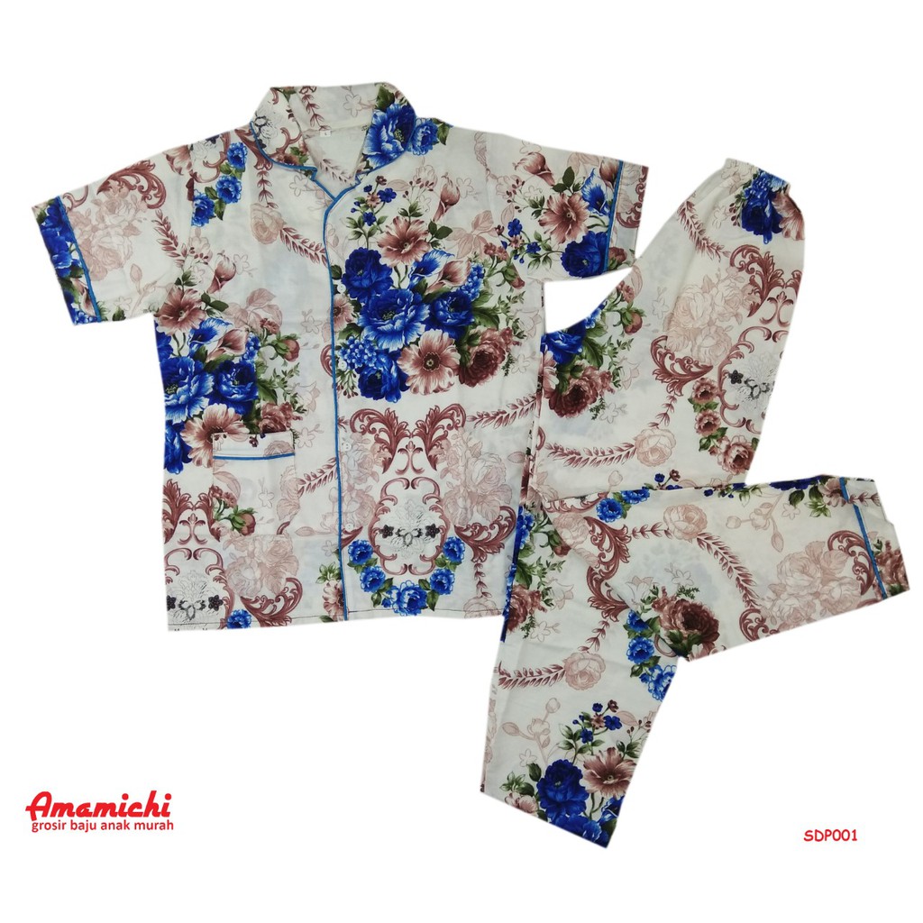 GROSIR Setelan  Piyama Kerah Catra List Dewasa Wanita  