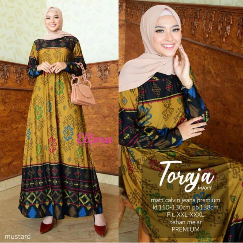 Raqila Dress - LD100-110 / Gamis Calvin Jeans Terbaru BATIK / Toraja Maxy / R.24 - 022-5999 / R.24 - 023-5465