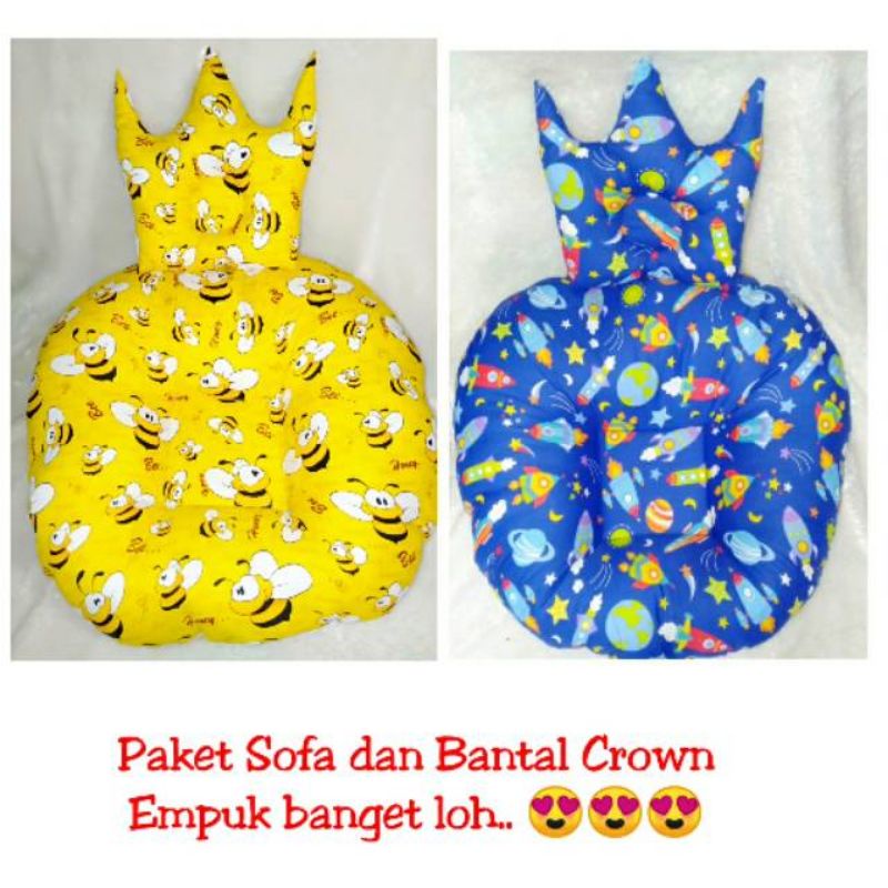 Paket Sofa Bayi Bantal Crown Empuk Baby Lounger Tempat Bobok Bayi Anti Gumoh