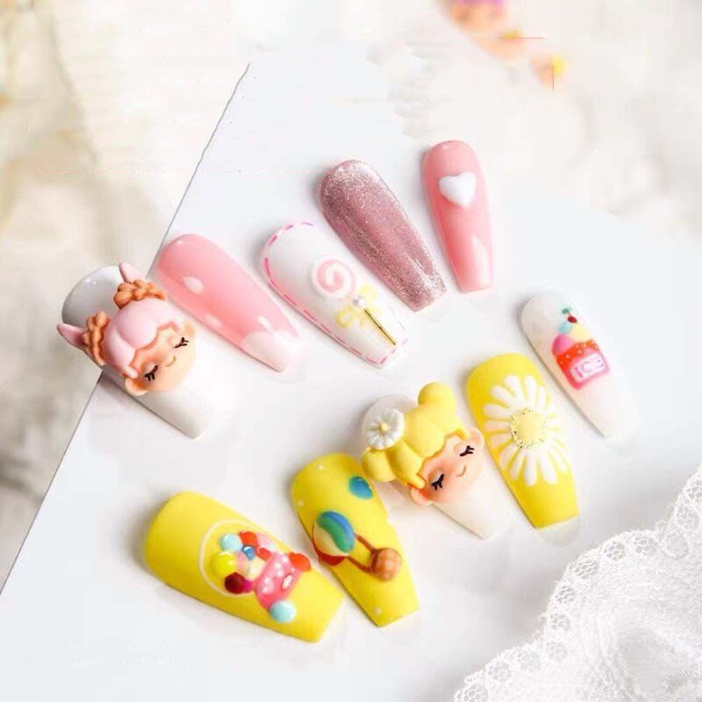 AUGUSTINA Agustin 3D Dekorasi Nail Art Awan Bunga Matahari Hewan Domba Beruang DIY Alat Nail Art