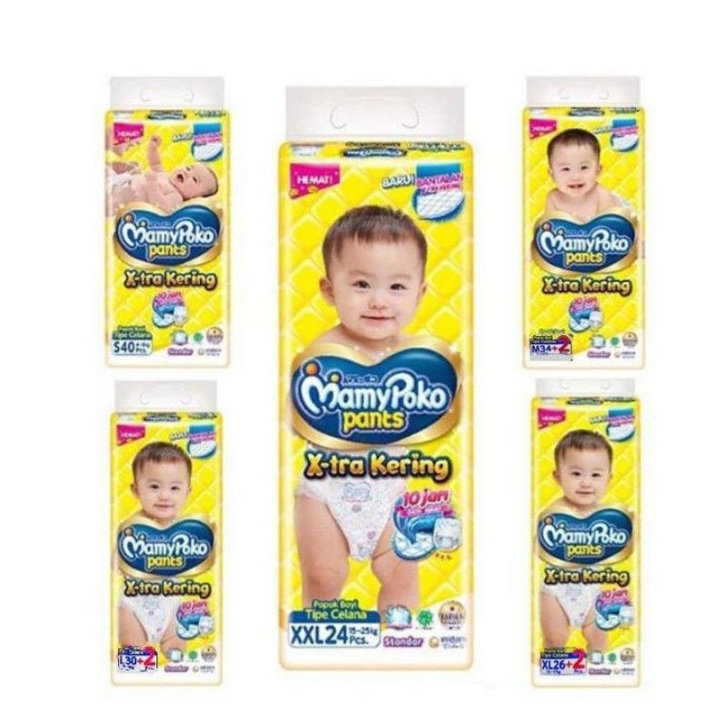 Pampers Mamy Poko Standard Extra kering S40. M34. L30. XL26. XXL24