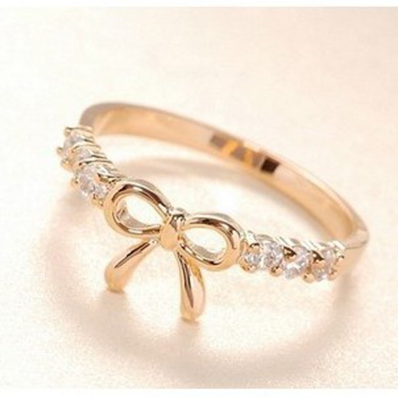 Cincin Bow Perhiasan Gaya Korea Ring Berlian Elegant Murah Wanita Fasion Ring