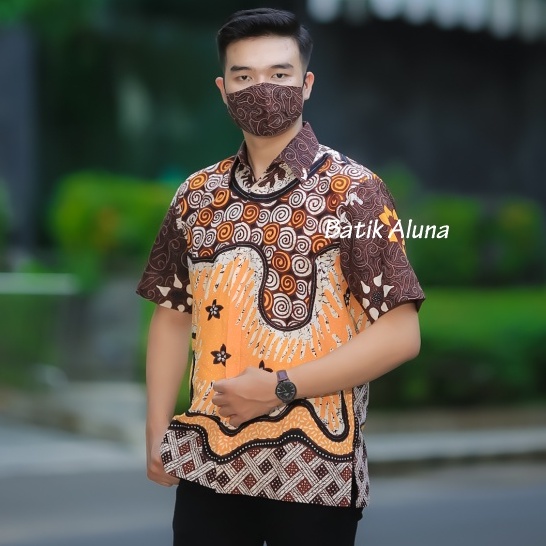 BATIK PRIA Batik Pria Lengan Pendek Premium Modern Full Furing Original BAJU BATIK PRIA Kemeja Batik Pria Cowok Laki Laki Lengan Pendek Reguler FASHION BATIK ALUNA