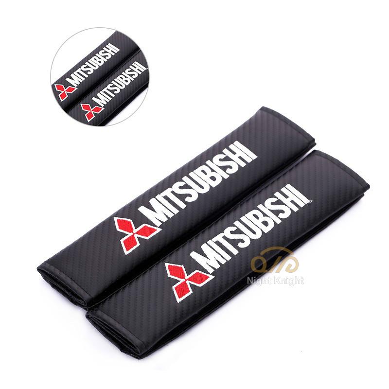 2pcs Cover Sabuk Pengaman Mobil Bahan Serat Karbon Untuk Mitsubishi Triton Outlander Mirage Asx Lancer Evo Pajero Grandis Galant Xpander