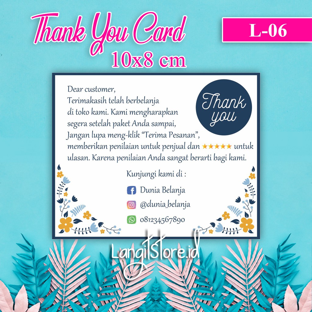 Thank You Card For Online Shop Kartu Ucapan Terima Kasih Landscape Thanks Card Indonesia