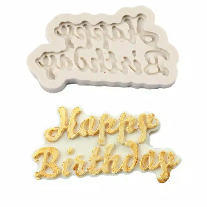 cetakan silikon happy birthday fondant cutter alas adonan clay resin rolling spuit mawar loyang meja