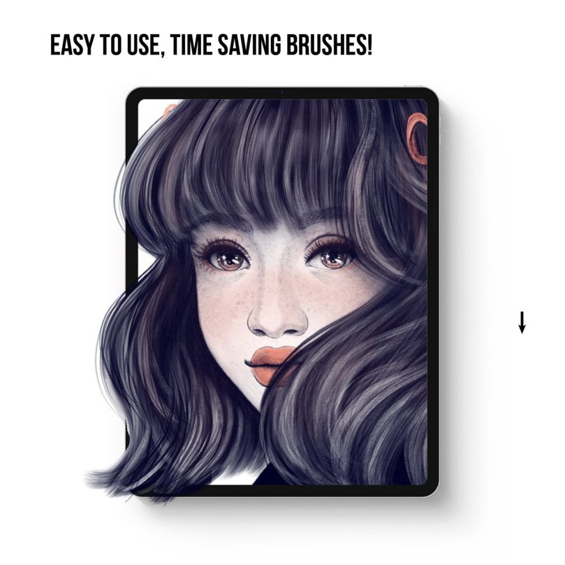 Procreate Brush -  Hair Brushes for Every Hairstyle for Procreate with eBook &amp; Practice Guide