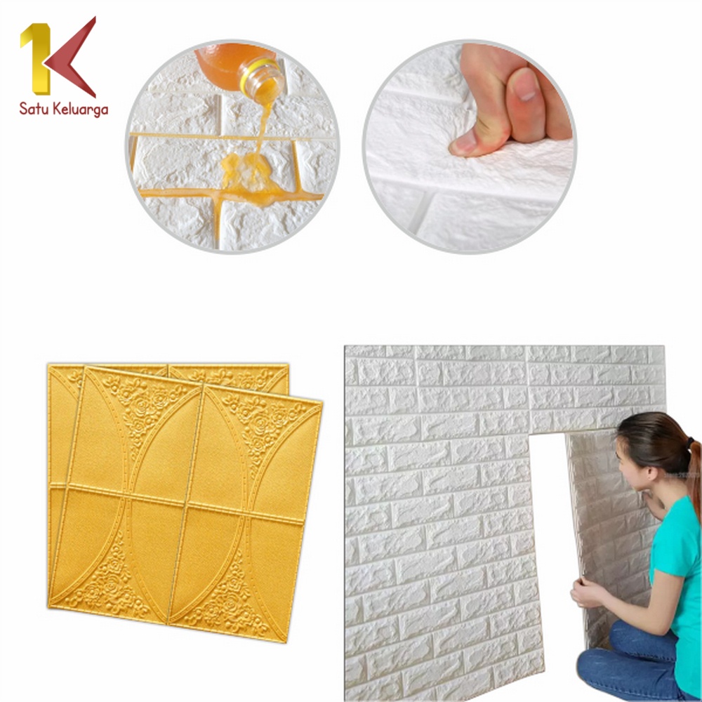 Satu Keluarga Dekorasi Dinding Kamar Rumah Murah C55-58 Wallpaper Dinding Foam-4