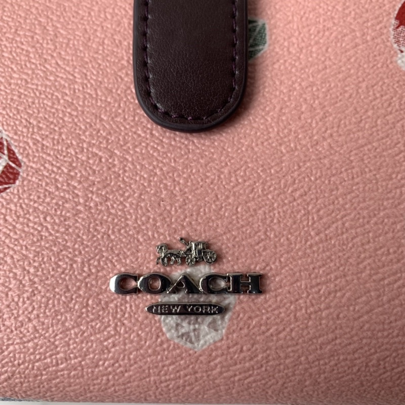 COACH MEDIUM CORNER ZIP WALLET SOFT PINK WITH DIAMOND (73467)