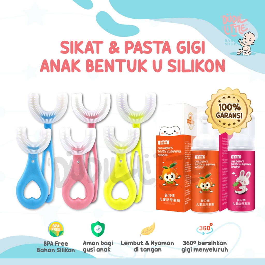 Sikat Gigi Anak Bentuk U Bahan Silikon / Training Toothbrush / Tooth Brush Baby Silicon type U Sikat Gigi Anak Sikat