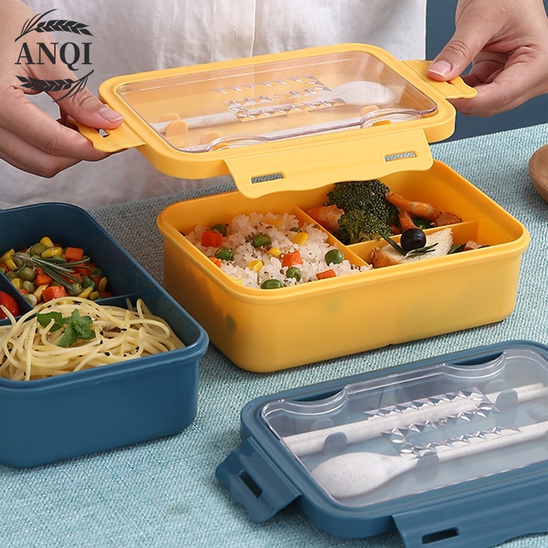 ANQI 1888/Lunch Box/Bento mika 3 sekat/Kotak Makan Transparant /Tempat makanan/VS-55