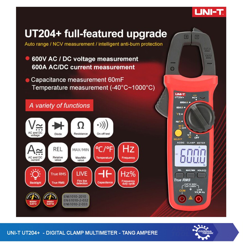 UNI-T UT204+ - Digital Clamp Multimeter - Tang Ampere