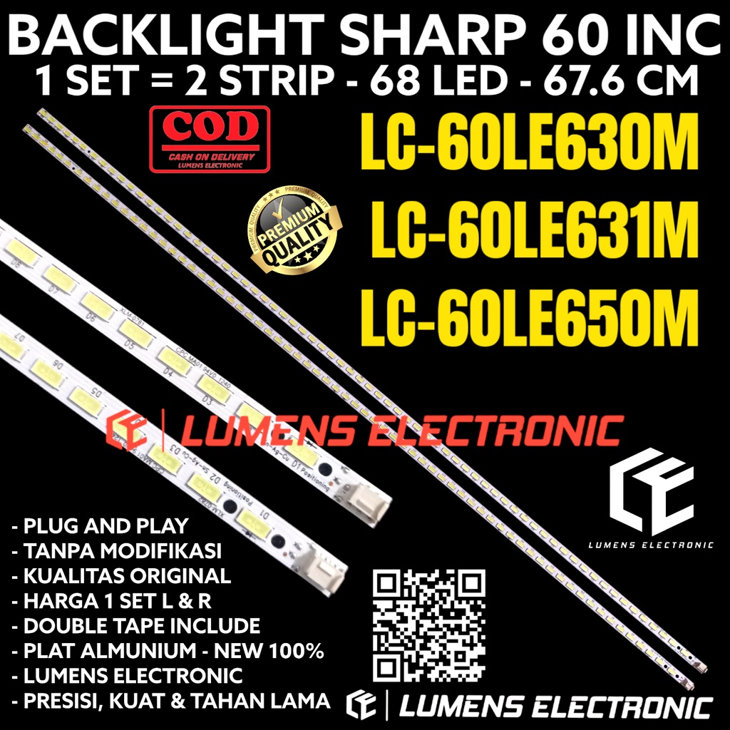 BACKLIGHT TV LED SHARP 60 INC LC 60LE630 60LE631 60LE650 LC-60LE630M LC-60LE631M LC-60LE650M LAMPU B