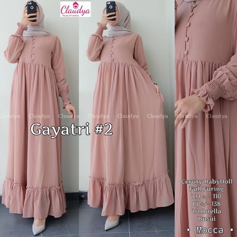 Gayatri Maxy Bahan Cerruty - Gamis Wanita Busui Friendly