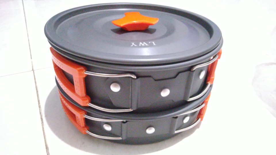 [bisa Cod] Alat Masak Camping Full Set - Cooking Set Ds 308 Sudah Ada Teko Air - Nesting Traveling