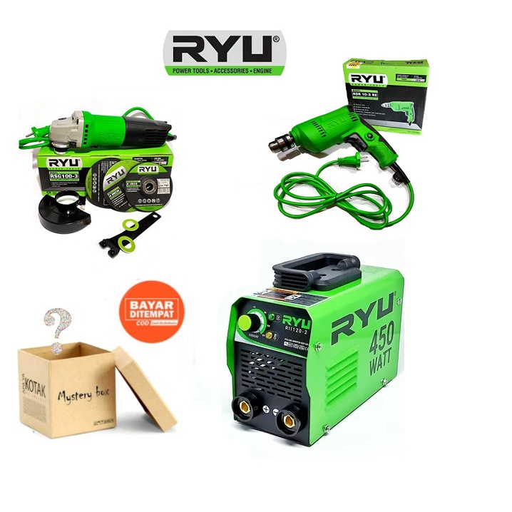 3 IN 1 RYU Paket Hemat Mesin Las 450 Watt Ryu + Bor 10 Mm + Gerinda 4 Inch Ryu MURAH ORIGINAL BERGARANSI