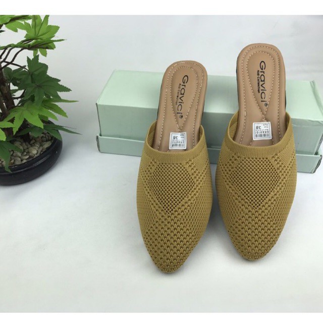 Sandal Flat Wanita Anti Slip Bahan Rajut Import SF-67 GRAVICI