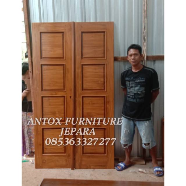 Pintu rumah kupu tarung minimalis jati mebel Jepara/pintu rumah jati furniture Jepara